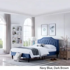 Elinor Upholstered Queen Platform Bed By Christopher Knight Home - Charcoal Gray, Dark Brown -Bed Frame Shop c04f228e 8c38 41b9 9ff0 377fa96aa152