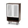 Baxton Studio Meike Mid-Century Modern Two-Tone 2-Door Shoe Cabinet - Brown