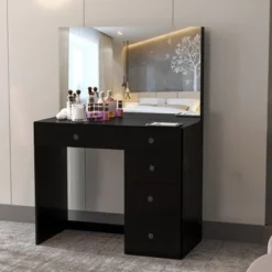 Boahaus Matilda Makeup Vanity Desk, Black - Clear -Bed Frame Shop c0e774be 652c 499e 9176 69548eaf5307