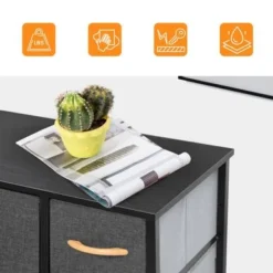 Pellebant Fabric Wide Dresser Storage Tower With 9 Drawers - Black - 9-drawer -Bed Frame Shop c17968f0 5199 420a ae44 2b8c5a26ecea