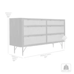 Saratoga 6 Drawer Dresser In Black Acacia With Rattan - 6-drawer - Black -Bed Frame Shop c1ce5f0e 7263 4510 9992 874daa5fb508