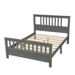 Full Size Wood Platform Bed With Headboard And Footboard - Grey -Bed Frame Shop c20d3745 851b 44b3 ab5a 81ca4a060878