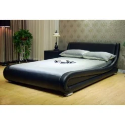 Contemporary Upholstered Bed - King - Black -Bed Frame Shop c362e135 437f 4704 b884 4e19fd5c1c98