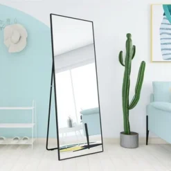 65" X 24" Alloy Frame Full Length Mirror Hanging Standing Or Leaning - 65"H X 24"W - Black -Bed Frame Shop c385d125 0f8c 420c 8e53 c8d77d2867ed