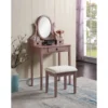Roundhill Furniture Moniys Wood Moniya Makeup Vanity Table And Stool Set - Rose Gold