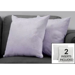Pillows/ Set Of 2/ 18 X 18 Square/ Insert Included/ Decorative Throw/ Accent/ Sofa/ Couch/ Bedroom/ Polyester/ Hypoallergenic/ Purple/ Modern