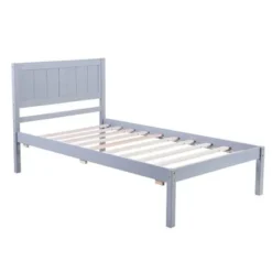 Wood Platform Bed Twin Size Platform Bed With Headboard - Grey -Bed Frame Shop c4149f9f c037 4fbd 9429 119106336821