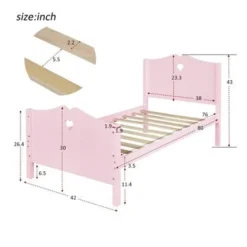 Merax Twin Platform Bed With Love Shaped Headboard And Footboard - Pink -Bed Frame Shop c538ae6a fa75 42d5 af1b 9fea9ace225e