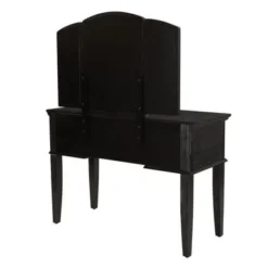 Farmhouse Basics Vanity And Mirror In Rustic Black - Black