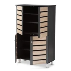Baxton Studio Contemporary Shoe Storage Cabinet - Oak Brown And Dark Gray - No Drawers -Bed Frame Shop c56319ba d7e7 49fc a8ae 838fe92117fb