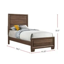 Wooden Twin Panel Bedroom Set In Medium Warm Brown - 4 Piece -Bed Frame Shop c657828a 9403 4c45 9896 0cf09222a25a