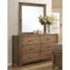Progressive Brayden Brown Rubberwood And MDF 6-drawer Dresser With Mirror - 6-drawer - Brown