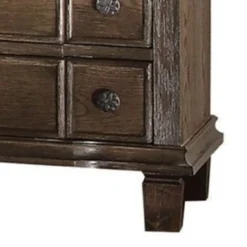 Three Drawer Nightstand With Round Knobs Side Metal Glide In Weathered Oak Finish - 3-drawer -Bed Frame Shop c88a29a7 0773 40af 8e3d ef08dcde9c40