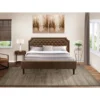 2Pc Bed Set - Dark Brown Faux Leather Upholstered Bed With Black Legs - An Antique Walnut Modern Night Stand (Bed Size Option) - GB25K-1HI08