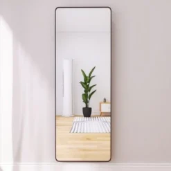 Nestfair Bedroom Mirror Wall-Mounted Mirror Dressing Mirror With Aluminum Alloy Frame - Black