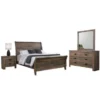 Wooden Eastern King Bedroom Set In Weathered Oak - 4 Piece