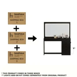 Boahaus Selene Dressing Table With LED Lights - Black-Basic Knobs -Bed Frame Shop c9e5124d 53fa 4523 a667 9c7b8daa6fc1