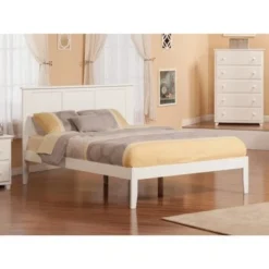 Madison King Platform Bed With Open Foot In White - King