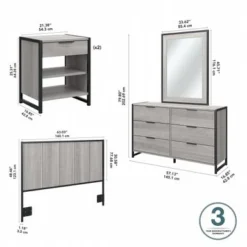 Atria 5-piece Bedroom Set With Full/Queen Headboard By Bush Furniture - Platinum Gray -Bed Frame Shop ca446492 9f00 439b 9022 140ca56288ea