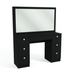 Boahaus Artemisia Modern Vanity, Black, Wide Mirror, 07 Drawers - Black-Basic Knobs -Bed Frame Shop cb150b19 91fc 4cf8 bf3b e91455ae84f3