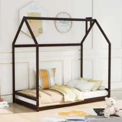 Nestfair Twin Size House Bed Wood Bed - Natural -Bed Frame Shop cb5959d9 b7d9 4a50 995d ff867c8c81f4