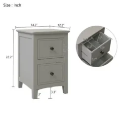 2 Drawers Solid Wood Dresser With Metal Knobs - Gray -Bed Frame Shop cb911ce7 870b 4ae7 8a7f d0aafbcaf843