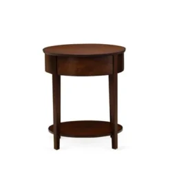 2-Pc Platform Bed Set With A Bed Frame And Antique Mahogany End Table - Dark Brown Faux Leather And Black Legs (Bed Size Option) - GB25K-1HI0M -Bed Frame Shop cbecde16 0dc7 48c6 b51f a800339f29cf