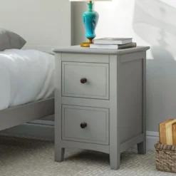 2 Drawers Solid Wood Dresser With Metal Knobs - Gray -Bed Frame Shop cd4e5ca9 4eb3 447f 9bc6 22d31bcc6a31