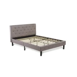 3 PC Queen Size Bed Set - Button Tufted Bed Frame --Brown Taupe Velvet Upholstered Headboard - Mahogany Finish Nightstand - NL14Q-2BF0M -Bed Frame Shop cd890157 20a7 4437 b6e6 1c0d5755922d