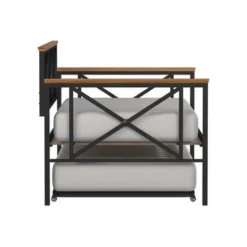 Hillsdale Furniture Ashford Triple X Design Metal Twin Daybed, Black With Oak Wood Accent - Black W/ Brown Trim - Twin -Bed Frame Shop cddbf9ed d636 4072 b586 30bc32a450ed