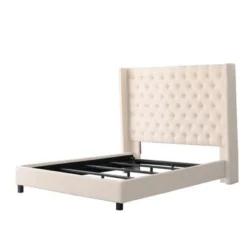 Porch & Den Richwood Tufted Fabric Queen-size Bed With Wings - Dark Grey - Wingback -Bed Frame Shop cde4672b 5176 4140 8222 6f0ed139b44f