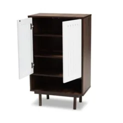 Baxton Studio Meike Mid-Century Modern Two-Tone 2-Door Shoe Cabinet - Brown -Bed Frame Shop ce02e15b 6c26 4f76 aad4 8274f62ad766
