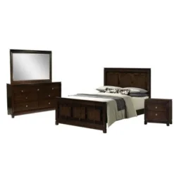 Picket House Furnishings Easton Queen Panel 4PC Bedroom Set - Brown - Queen - 4 Piece