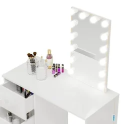 Boahaus Iris Vanity With Light Bulbs - Silver -Bed Frame Shop ce40d864 149f 4fd9 b5f5 81d73d02d46b