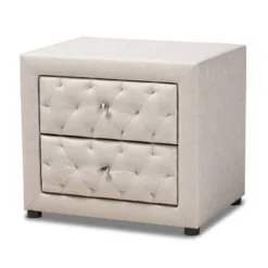 Baxton Studio Contemporary Fabric 2-Drawer Nightstand - Light Beige