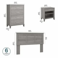 Somerset Full/Queen Size Headboard Bedroom Set By Bush Furniture - Fresh Walnut -Bed Frame Shop ce6f78c5 fc95 4162 bbc1 a014c249ed27