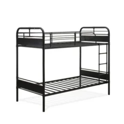 Hedley Bunk Bed Frame With 4 Hard Wood Legs - Twin Bed In Powder Coating Black Color And Brown Wood Laminate - HYT0B01 -Bed Frame Shop ceb75b1c 5627 4e18 b632 1a0e4eeda8f2