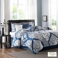 Indigo Vienna 7 Piece Cotton Printed Comforter Set King
