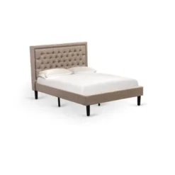 Pc Bed Set - 1 Platform Bed Frame Dark Khaki Linen And Button Tufted Headboard - 2 Nightstand (Bed Size Options) - KD16F-2HI08 -Bed Frame Shop cf282575 8ecf 42a2 bba5 757225cebb6f
