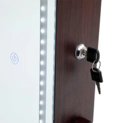 Merax Jewelry Cabinet Armoire Lockable Standing Storage With LED Lights - Brown -Bed Frame Shop cf6ed0ad 8667 4f56 81cd 5621674f79cf