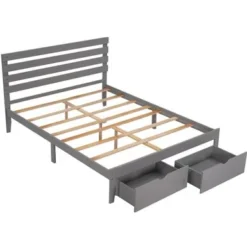 Nestfair Queen Size Platform Bed With Drawers - Grey -Bed Frame Shop cf6f0197 e28a 42f3 b409 1f2a6da22025