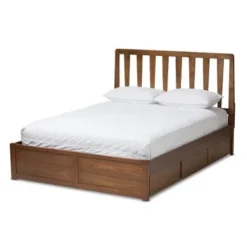 Contemporary Walnut Wood Storage Bed By Baxton Studio - King - Brown -Bed Frame Shop cff7f817 1159 4806 98dc b27f88d44bb3