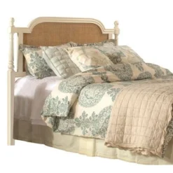 Hillsdale Furniture Melanie Wood And Cane Headboard With Frame, White - Queen -Bed Frame Shop d0201e73 c05f 4d57 8483 cde52201c142