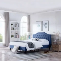 Elinor Upholstered Queen Platform Bed By Christopher Knight Home - Charcoal Gray, Dark Brown -Bed Frame Shop d06cd804 79f0 4260 92b5 168818559372