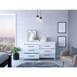 FM Furniture Luxor 6 Drawer Double Dresser With Roller Guides, Metal Pulls And 4 Legs - Black -Bed Frame Shop d084b0ed 418e 4cb2 87a5 ba8db7305824