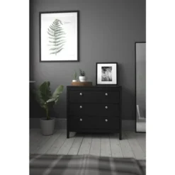 Porch & Den Madrid 3 Drawer Chest - Black Matte -Bed Frame Shop d100c16a 2f0c 4409 b866 1799a7e5878d