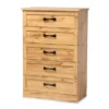 Baxton Studio Colburn Modern Oak Brown Finished Wood 5-Drawer Tallboy Storage Chest - Oak