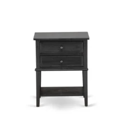 2Pc Bedroom Set - Dark Brown Faux Leather Upholstered Bed With Black Legs - Wire Brushed Black Night Stand (Bed Size Option) - GB25K-1VL06 -Bed Frame Shop d1d03f6d 9287 4d07 a5ab 0304b0d85c30