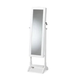 Baxton Studio Madigan Modern & Contemporary Wood Jewelry Armoire With Mirror - White