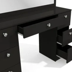 Boahaus Artemisia Modern Vanity, Black, Wide Mirror, 07 Drawers - Black-Crystal Ball Knobs -Bed Frame Shop d2960dab a34c 49ff a0c8 e7e7cc337302